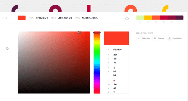 Choix de la couleur rouge